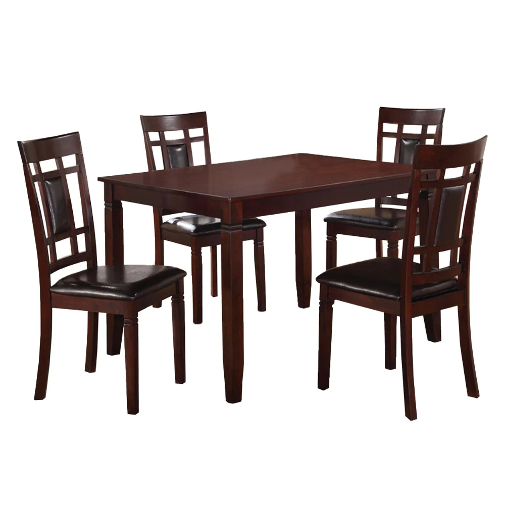 Wooden And Leather 5 Pieces Dining Set In Brown And Black - BM167131