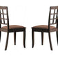 Wood & Fabric Side Chairs With Open Grid Pattern Back, Espresso Brown, Set Of 2 - BM177826