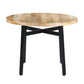 39 Inch Round Mango Wood Dining Table With Angled Iron Leg Support, Brown And Black - UPT-195277