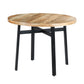 39 Inch Round Mango Wood Dining Table With Angled Iron Leg Support, Brown And Black - UPT-195277