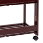 38 Inch Rubberwood Kitchen Cart, Knife Holder, Folding Frame, 2 Open Shelves, Brown - UPT-266389