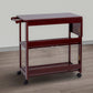 38 Inch Rubberwood Kitchen Cart, Knife Holder, Folding Frame, 2 Open Shelves, Brown - UPT-266389