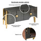 Tali 48 Inch Accent Sideboard Buffet Cabinet, 2 Doors With Gold Round Handles, Saw Marked, Charcoal Gray Acacia Wood - UPT-272889