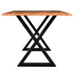 67 Inch Rectangular Dining Table With Crossed Black Metal Legs And Natural Brown Faux Live Edge Acacia Wood Top - UPT-273760