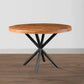 48 Inch Handcrafted Dining Table, Solid Mango Wood Round Top With Iron Crisscrossed Legs, Natural Brown And Black - UPT-273762