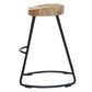 Wooden Saddle Seat Barstool With Metal Legs, Large, Brown And Black - UPT-37900