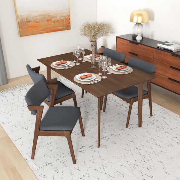 Carlos Large Walnut Dining Set - 4 Edwin Dark Gray Chairs | Ashcroft Furniture |TX | The Best Drop shipping Supplier in the USA