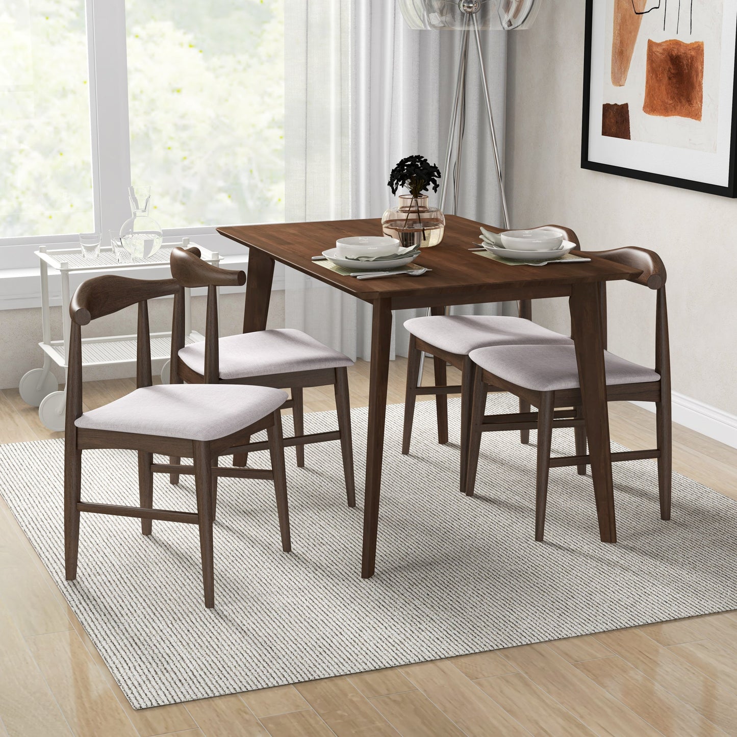 Carlos Dining Set - 4 Damian Beige Fabric Chairs Small | Ashcroft Furniture | TX | The Best Drop shipping Supplier in the USA